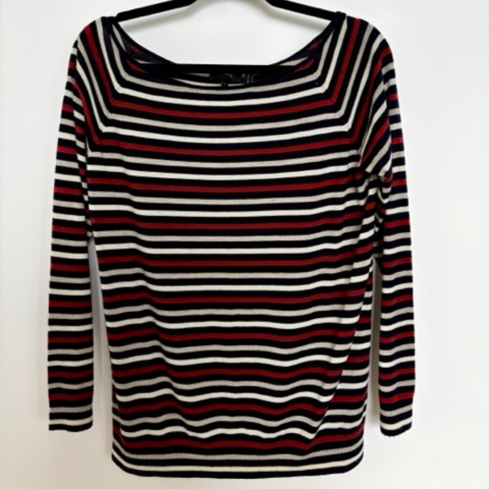 Theory Striped Boat Neck Sweater (Large)